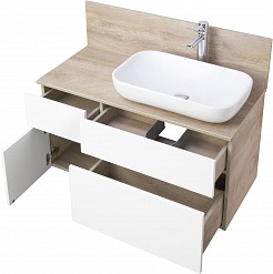 Акватон Мебель для ванной Мишель 100 дуб эндгрейн/белый с раковиной Infinity – фотография-3